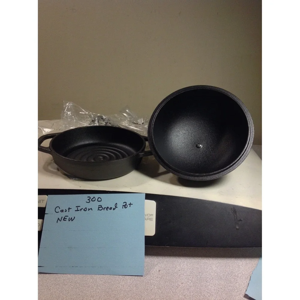 Unbranded‎ Cast Iron Bread Pot Black Domed Lid Dutch Oven Baker